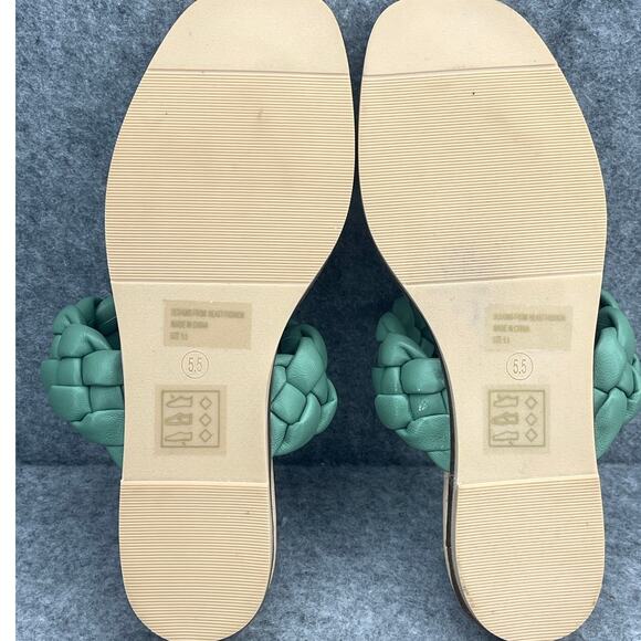 Beast Fashion Sage Green Braided Slip On Slide Flat Sandal Women 5.5 - Picture 9 of 10